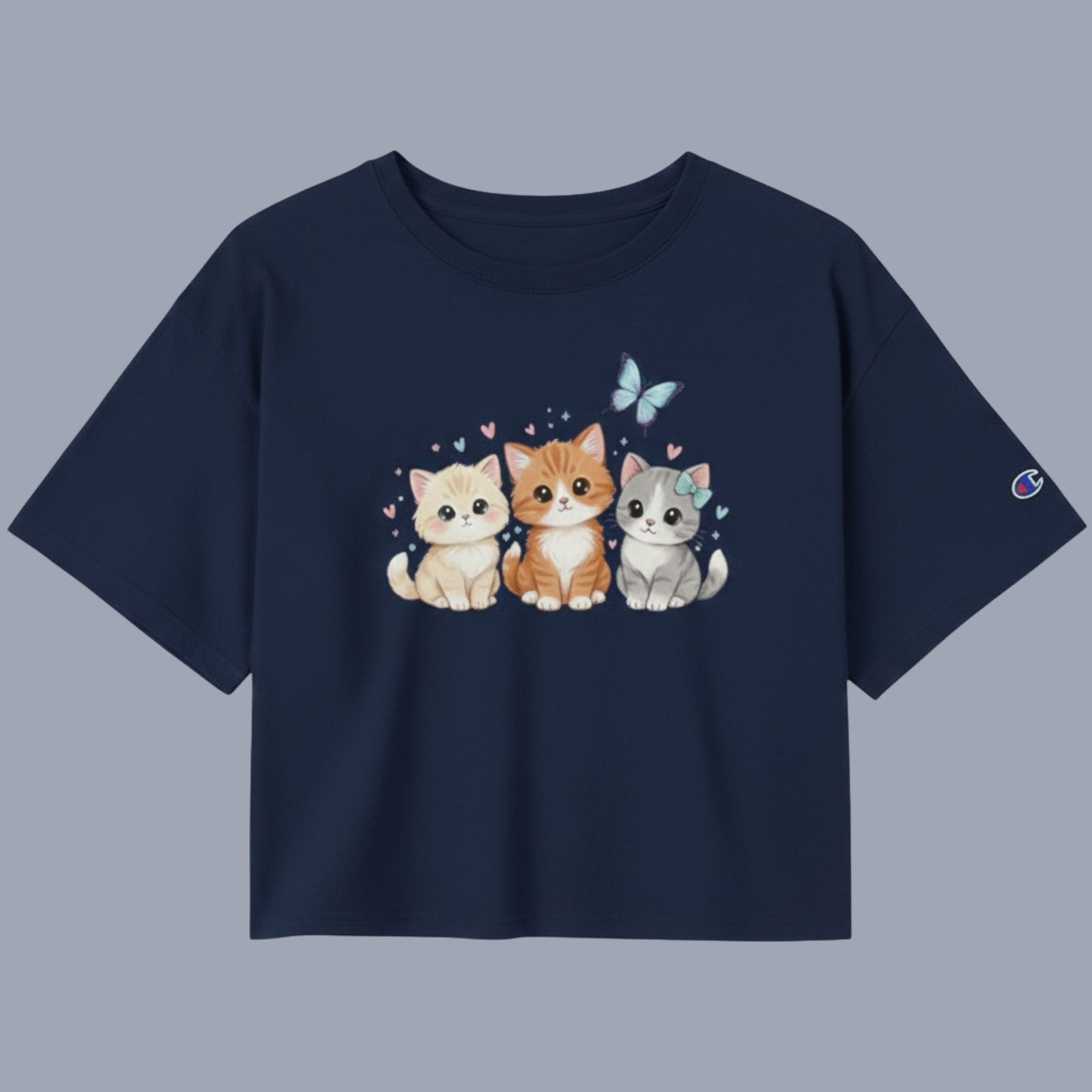 Women's Cropped Heritage Crewneck T-Shirt | Champion T453W Navy