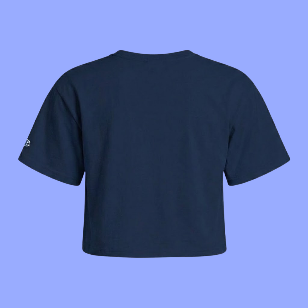 Women's Cropped Heritage Crewneck T-Shirt | Champion T453W Navy - Afbeelding 2